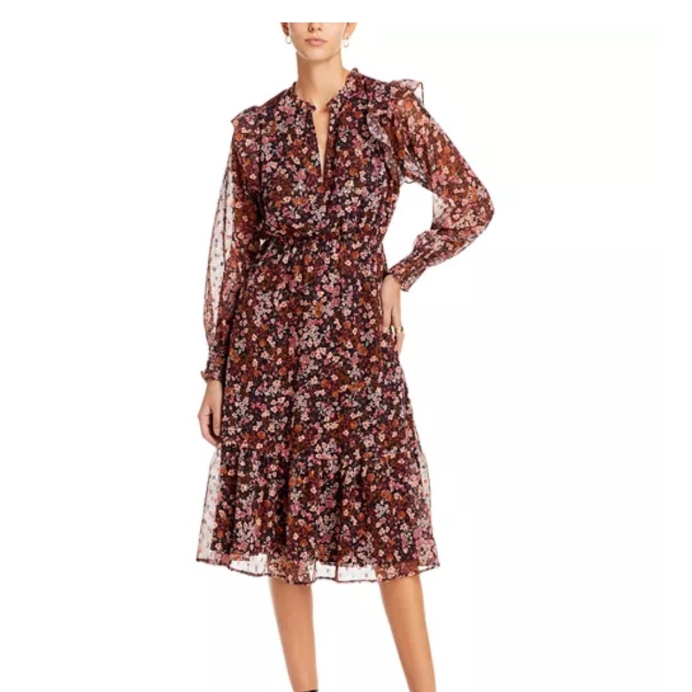 Koko + Mason NWT Ruffled Smocked Dress Long Sleeve Floral Print